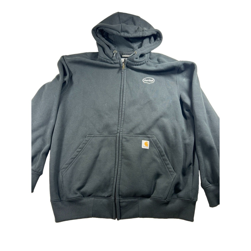 Carhartt Zip Up Hoodie Sweatshirt Mens XL Rain Defender Loose Fit Black